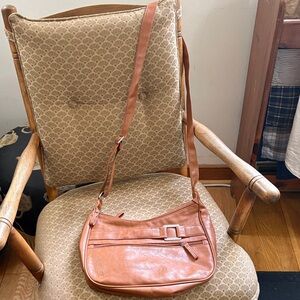 Elegant Tan Faux Leather Shoulder Bag